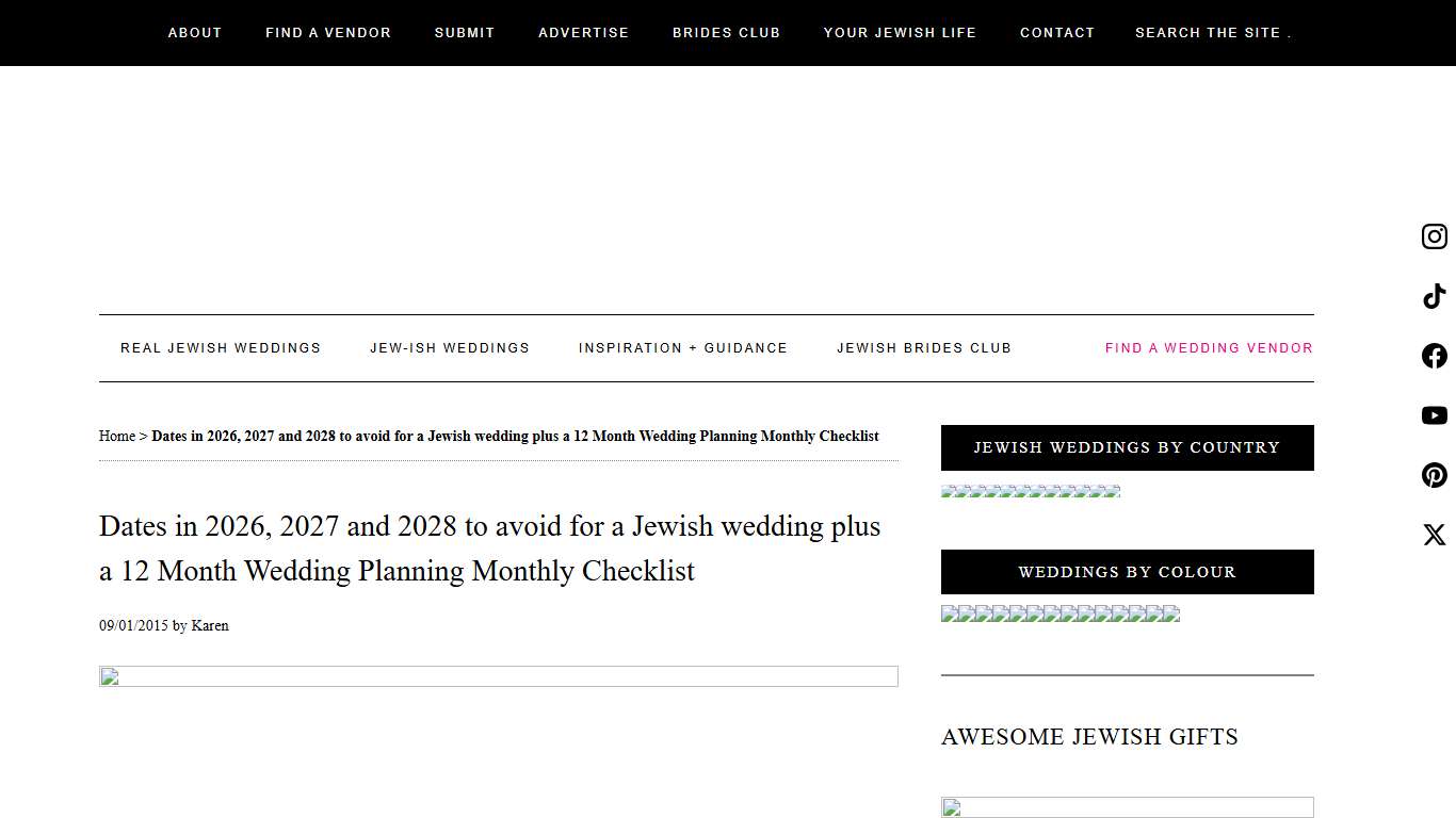 Dates in 2026, 2027 and 2028 to avoid for a Jewish wedding plus a 12 Month Wedding Planning Monthly Checklist - Smashing the Glass Jewish Wedding Blog