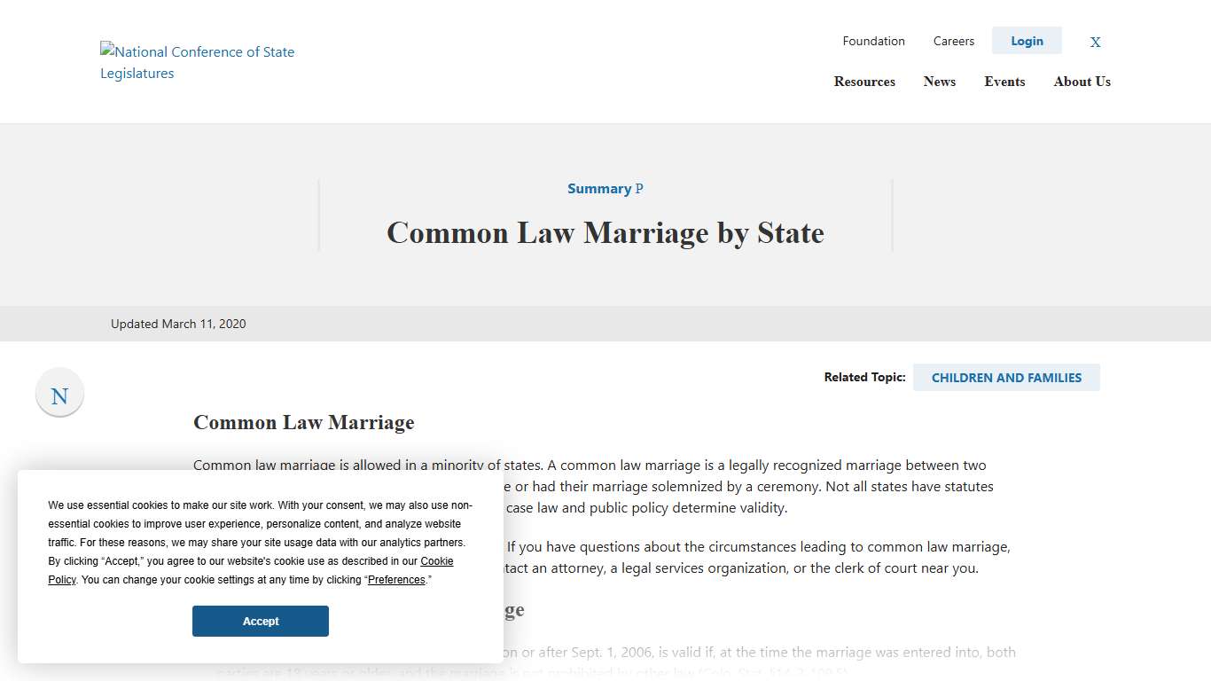 Common Law Marriage by State