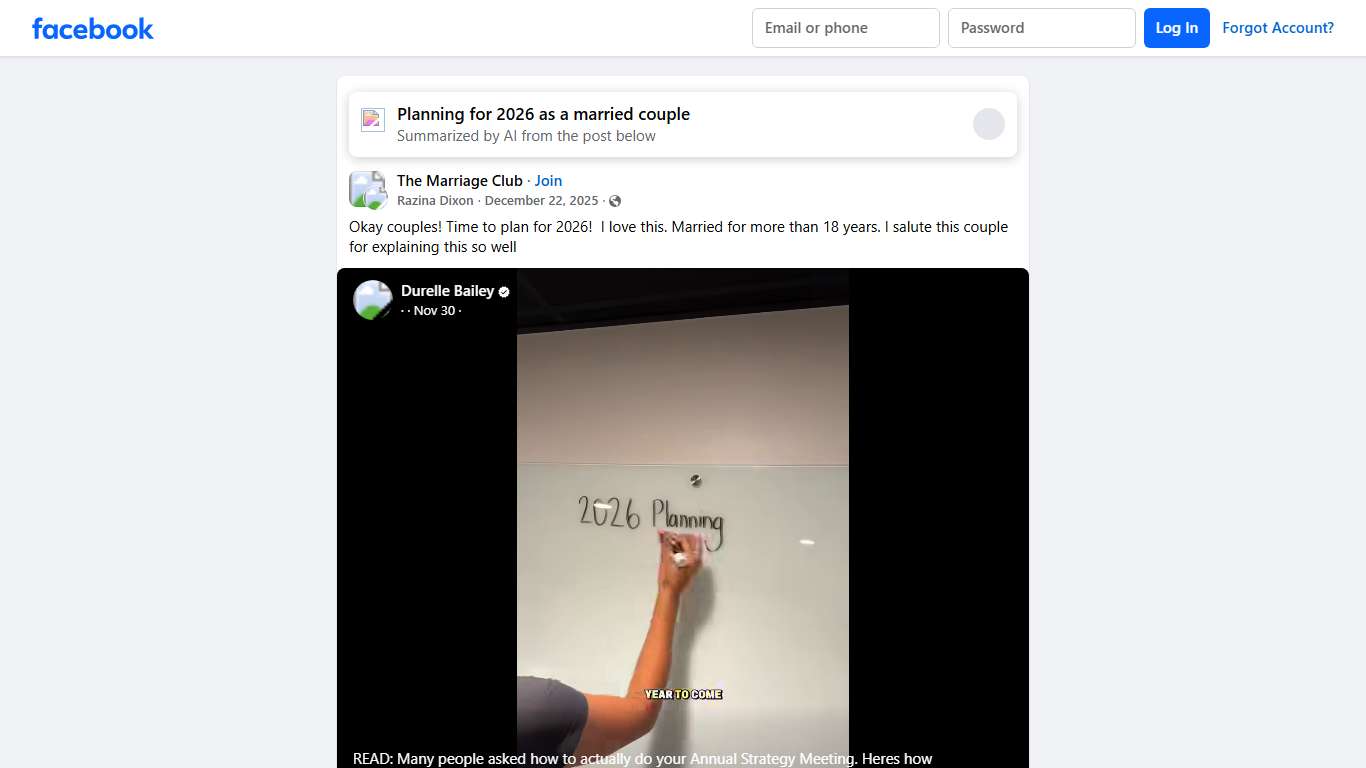 The Marriage Club Okay couples! Time to plan for 2026 Facebook